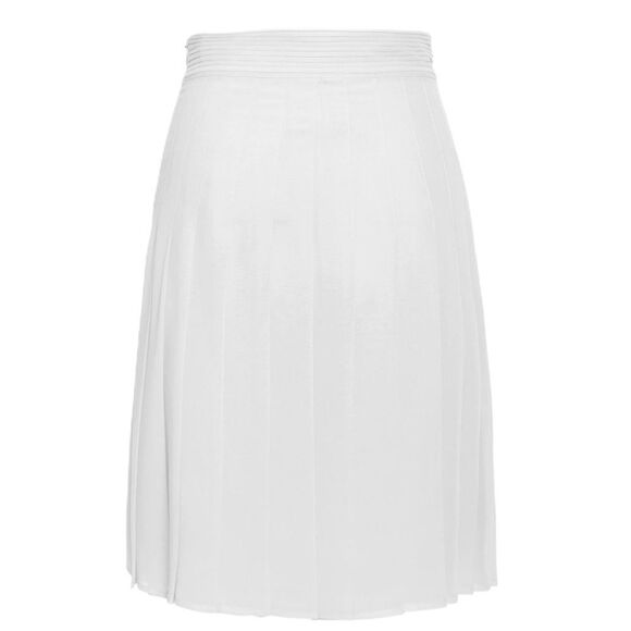 Edward Achour Paris Knee Length Chiffon Pleated Skirt - Ivory sz 46 - Picture 3 of 14